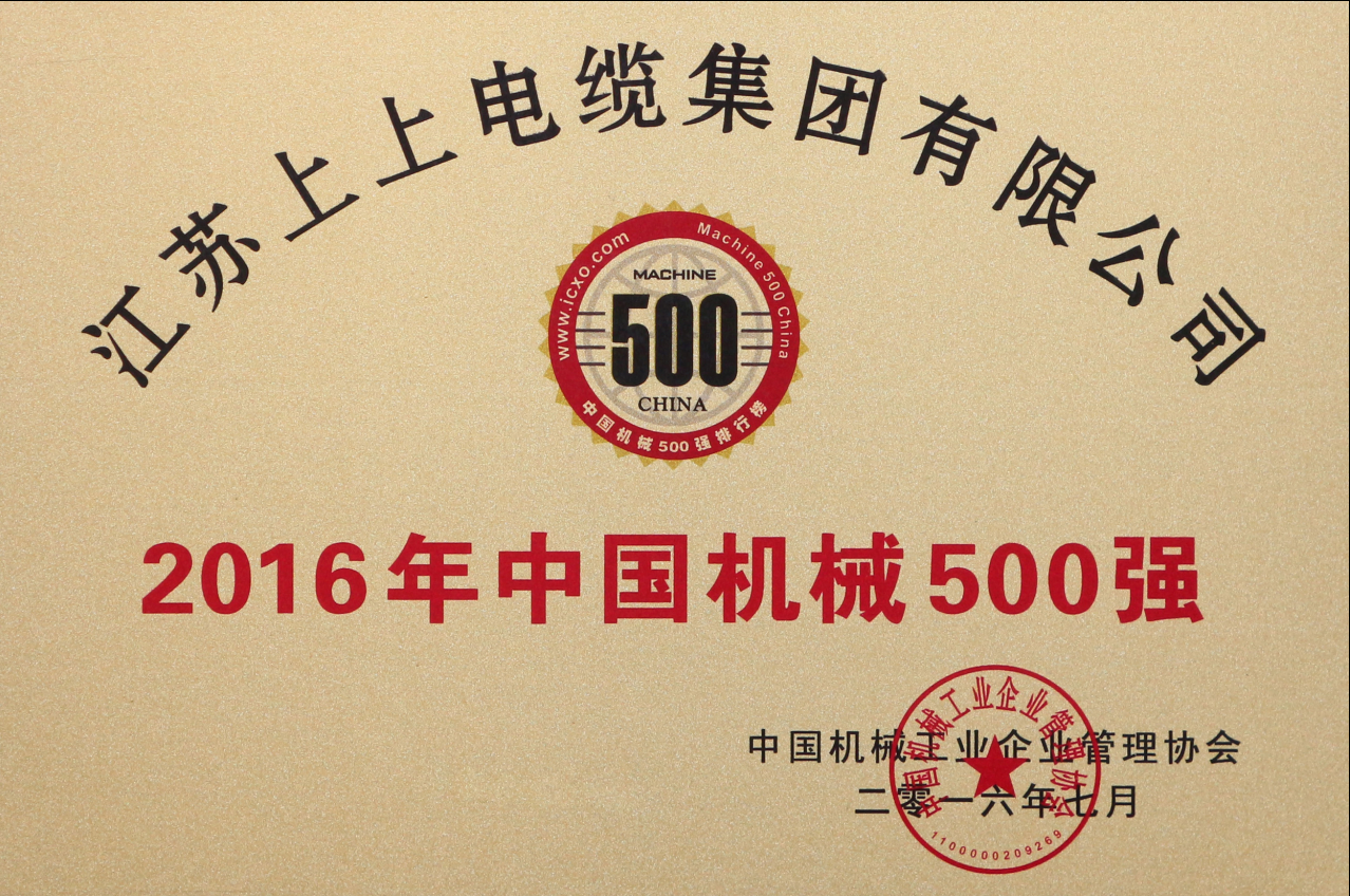 兴发娱乐电缆一连11年入选“中国机械500强”